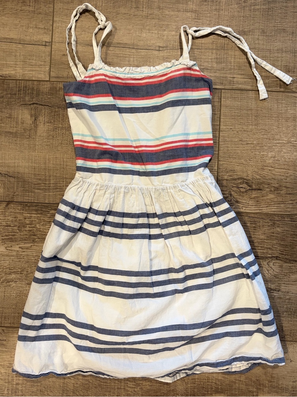 Gymboree White Dress with Navy & Red Stripes